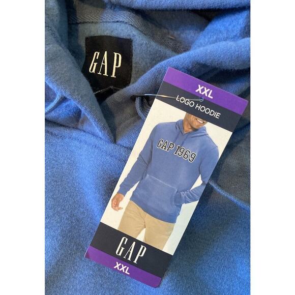 NWT $59.95 Gap Logo Hoodie Sweatshirt Size 2XL Men’s Blue - Picture 4 of 9